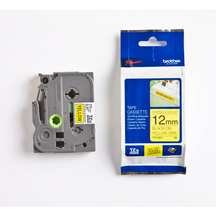 TAPE 12MM SVART/GUL (Rexel)