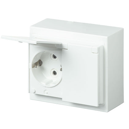 Uttag 2-V j lock IP44 utp vit (Rexel)
