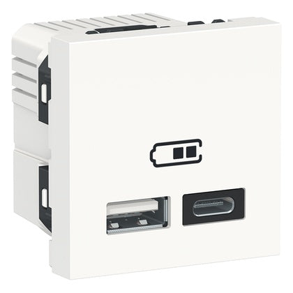 USB type A+C Laddare 2.4 A vit (Rexel)
