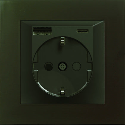 Ladduttag USB A+C 3A Schuco sv (Rexel)