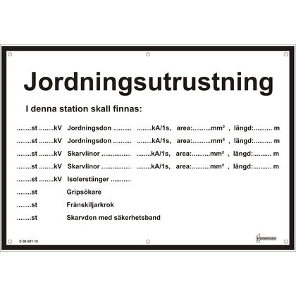 Skylt Jordningsutrustning (Rexel)