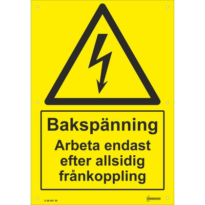 Skylt Bakspänning Arbeta A4 (Rexel)