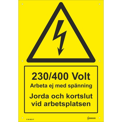Skylt 230/400 Volt A4 (Rexel)