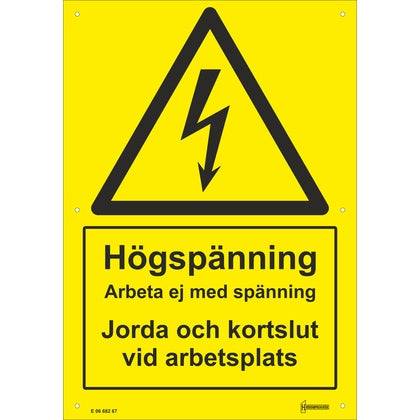 Plastskylt Högspänning A4 (Rexel)