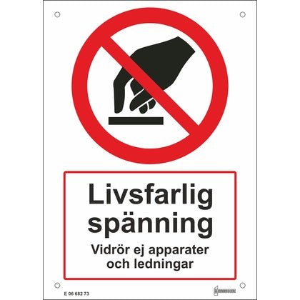 Plastskylt Livsf spänning A5 (Rexel)