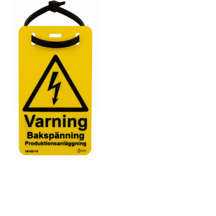 Plastskylt Varning Bakspänning (Rexel)