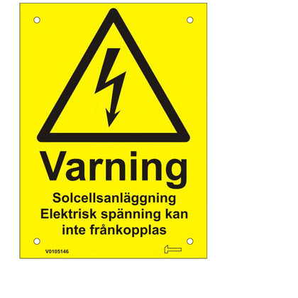 Skylt Varning Solcellsanl   A6 (Rexel)