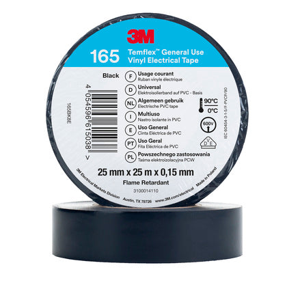 Eltejp T165 25x25 Svart (Rexel)