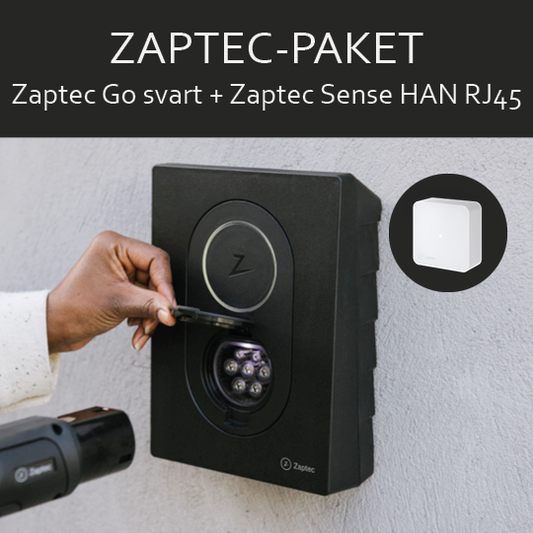 Paket Zaptec Go svart + Sense Han RJ45 (10603 +50122 ) (Skårebo)