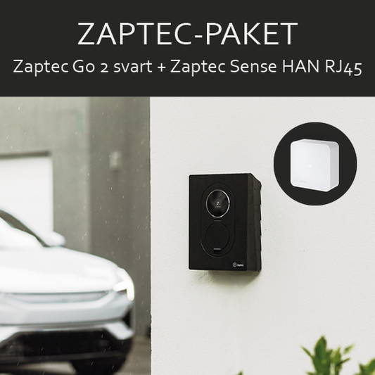 Paket Zaptec Go2 svart + Sense Han RJ45 (10643 +50122 ) (Skårebo)