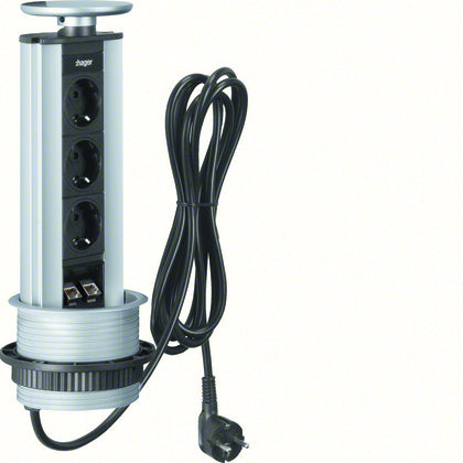 PopUp 3x230V 2xRJ45 K6 LED Sil (Rexel)