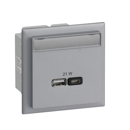 USB laddare A+C 21W PD PPS Alu (Rexel)