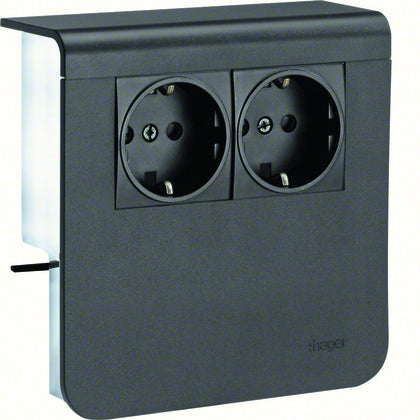 Uttag SL20080 2xSTD Svart (Rexel)