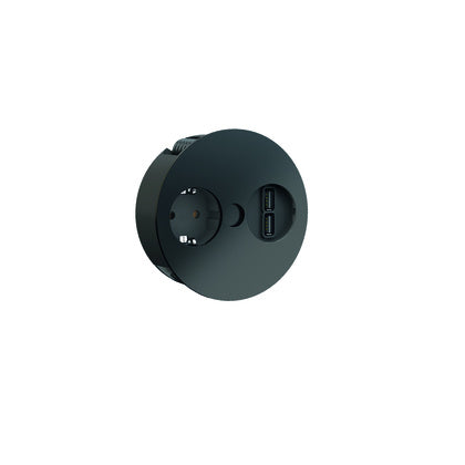 Uttag TWIST Svart 1xel 2xUSB-A (Rexel)