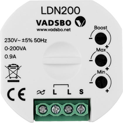 LED-dimmer 0-200VA utan nolla (Rexel)