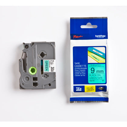TAPE 9MM SVART/GRÖN (Rexel)