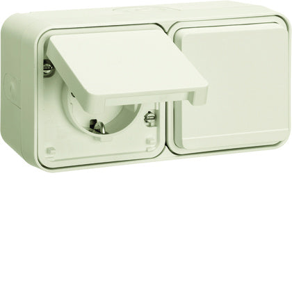 Uttag 2-vägs horis utv W.1 vit (Rexel)