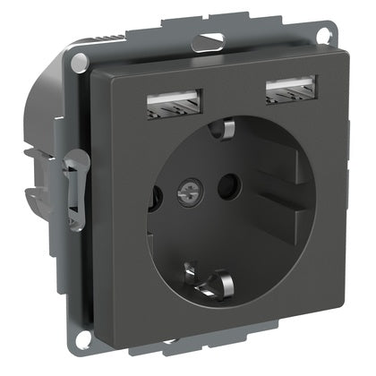 1-vägsuttag 2 x USB 2,4A Ant (Rexel)