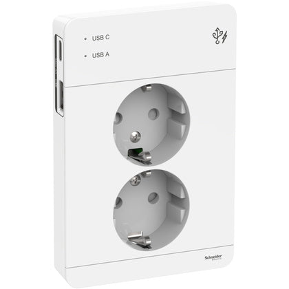Vägguttag 2-vägs med USB Vit (Rexel)