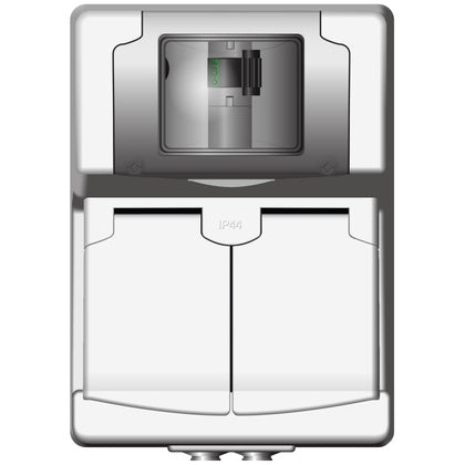Uttag 2-v pers sk 6A/30mA vit (Rexel)