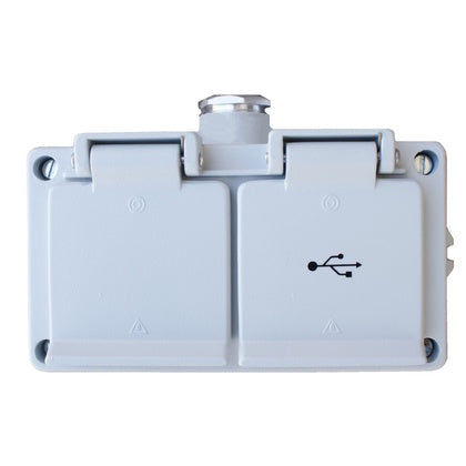 Vägguttag 1x250V/16A 2xUSB alu (Rexel)
