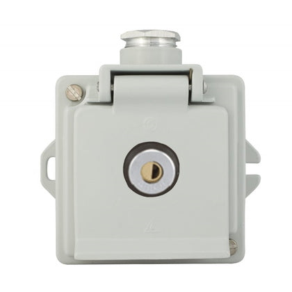 Vägguttag 1x250V/16A låsb alu (Rexel)