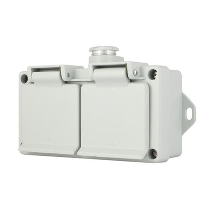 Vägguttag 2x250V/16A, alu (Rexel)