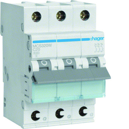 Minibrytare C 3-P 20A 6kA QB (Rexel)