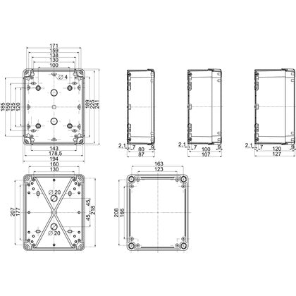 KOPPL.LÅDA 175X225X80 ABS (Rexel)