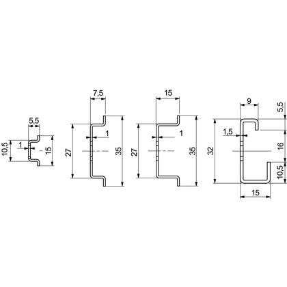 DIN-SKENA 35X7.5MM 150MM (Rexel)
