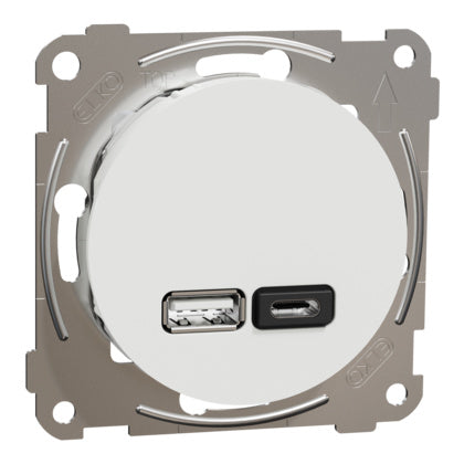USB uttag typ A+C 21W renvit (Rexel)