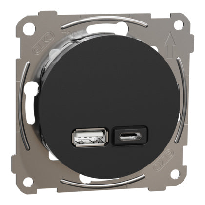 USB uttag typ A+C 21W svart (Rexel)