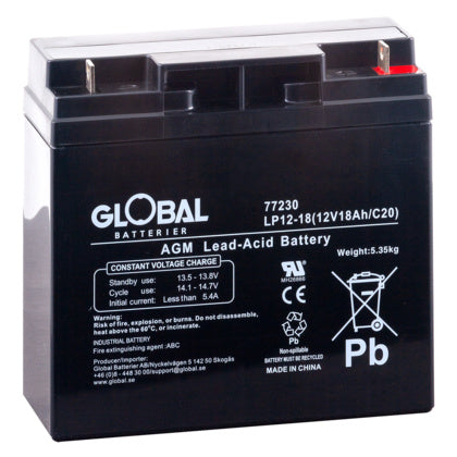 BLYBATTERI AGM 12V 18,2 Ah (Rexel)
