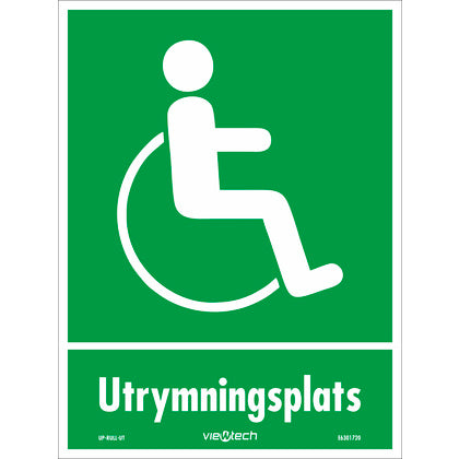 Skylt rullstol utrymningsplats (Rexel)