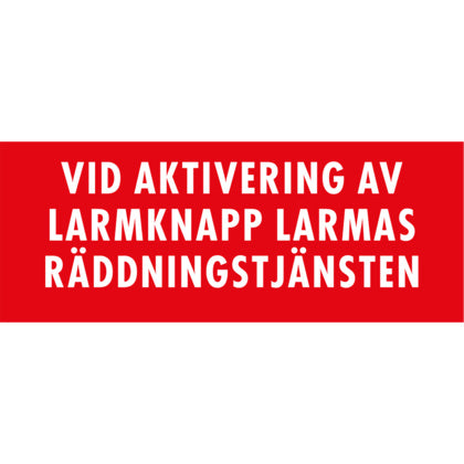 Skylt 90x35 röd räddn.tj. larm (Rexel)