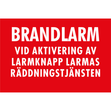Skylt 90x60 brandlarm auto (Rexel)