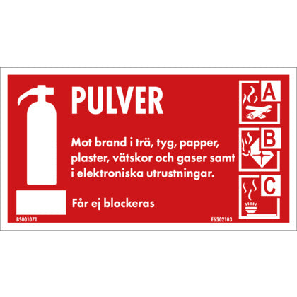 Skylt Pulversläckare (Rexel)